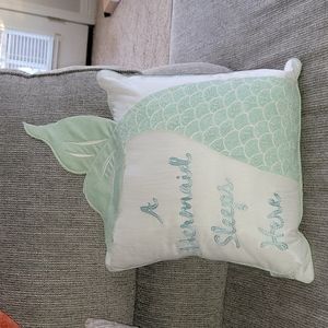 Mermaid throw pillow with tail